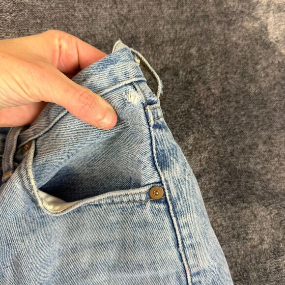 AGOLDE Light Blue Denim Jeans Cropped Raw Hem Button Fly Women's 25X24 - Picture 3 of 12